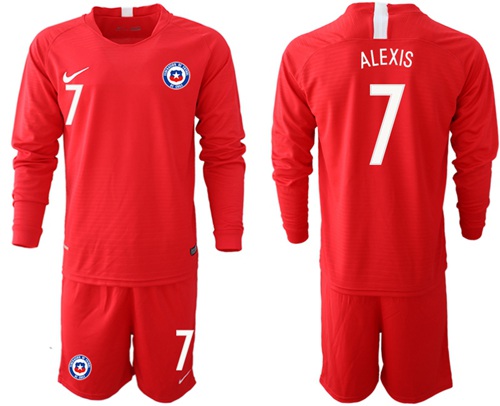 Chile #7 Alexis Home Long Sleeves Soccer Country Jersey